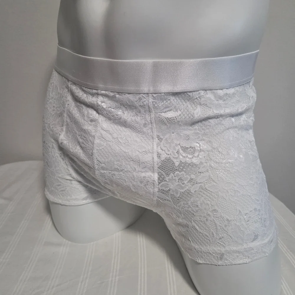 Cosabella Never Say Never Mens White Lace Boxer Briefs Trunks New